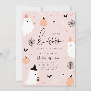 Vår lilla boo - första födelsedagsinbjudan Hallowe Spara Datumet