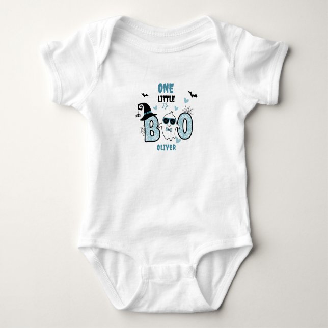 VÅR LILLA BOO Fyller ETT Blå 1-årsdag T Shirt (Framsida)