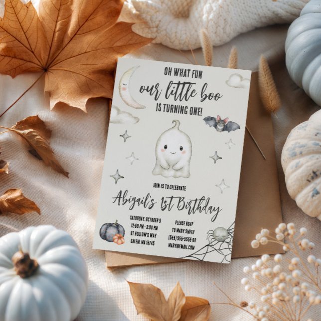 Vår lilla BOO fyller ETT! Halloween födelsedag Inbjudningar (Skapare uppladdad)