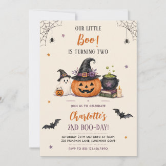 Vår lilla Boo fyller två Halloween 2-års födelseda Inbjudningar
