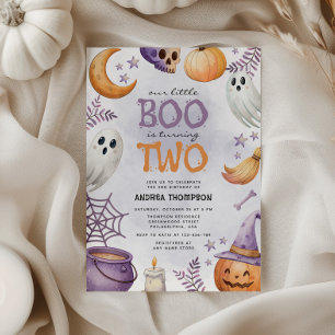 Vår lilla Boo fyller två Halloween-födelsedag Inbjudningar