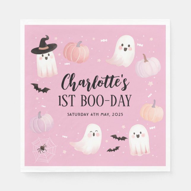 Vår lilla Boo Girls första födelsedag Halloween-Ro Pappersservett (Framsidan)