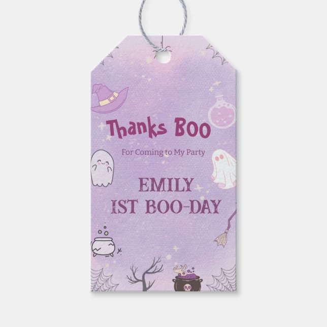 Vår lilla Boo Halloween 1-födelsedag Presentetikett (Framsidan)