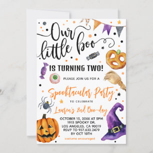 Vår lilla Boo Halloween 2:a födelsedagen Inbjudningar