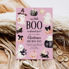 Vår lilla Boo Halloween 2:a födelsedagen Party Inbjudningar