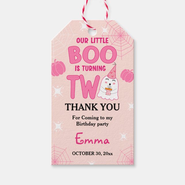 Vår lilla Boo Halloween 2:a födelsedagsdagen-Tack Presentetikett (Framsidan)