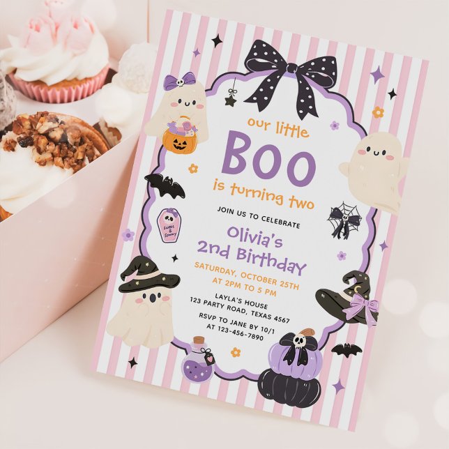 Vår lilla Boo Halloween 2-års födelsedagsfest Inbjudningar (Skapare uppladdad)