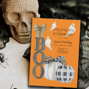 Vår lilla Boo Halloween-Orange 2:a födelsedagen Inbjudningar