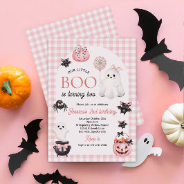 Vår lilla BOO-Rosa Ghost Halloween 2:a födelsedage Inbjudningar
