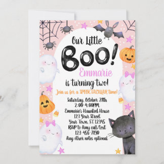 Vår lilla BOO:s andra födelsedagsinbjudan Ghost Inbjudningar