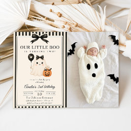 Vår lilla Boo söta spök Halloween födelsedagsfoto Inbjudningar