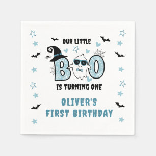 VÅR LILLA BOO STÄNGER EN BLUE FÖRSTA BIRTHDAY PAPPERSSERVETT