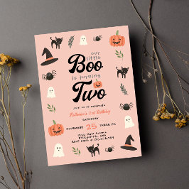 Vår lilla Boo Turing Två Halloween 2:a födelsedage Inbjudningar