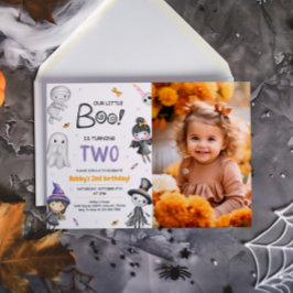 Vår lilla Boo Turing Två Halloween 2:a födelsedage Inbjudningar