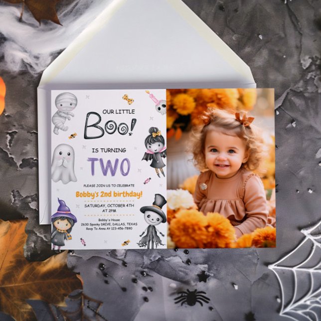 Vår lilla Boo Turing Två Halloween 2:a födelsedage Inbjudningar (Skapare uppladdad)