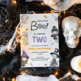 Vår lilla Boo Turing Två Halloween 2:a födelsedage Inbjudningar