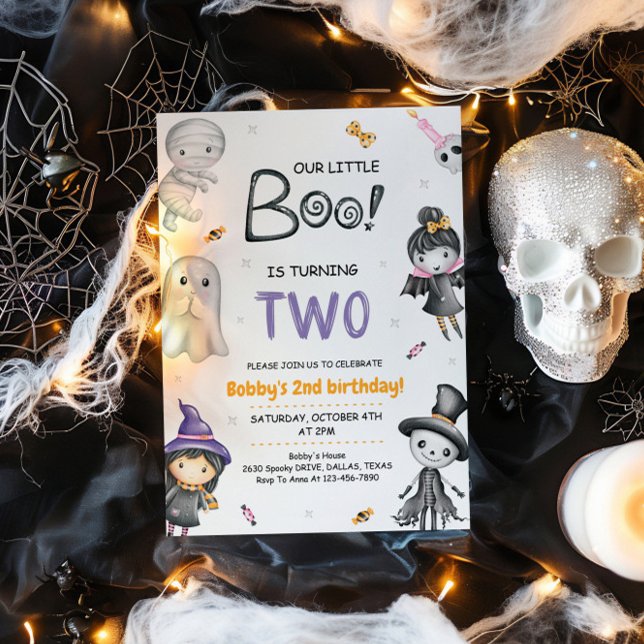 Vår lilla Boo Turing Två Halloween 2:a födelsedage Inbjudningar (Skapare uppladdad)