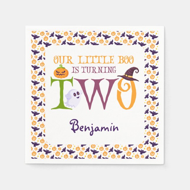 Vår lilla Boo Turing Två Halloween 2:a födelsedage Pappersservett (Framsidan)