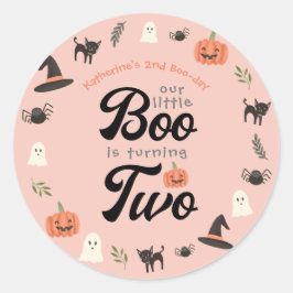 Vår lilla Boo Turing Två Halloween 2:a födelsedage Runt Klistermärke