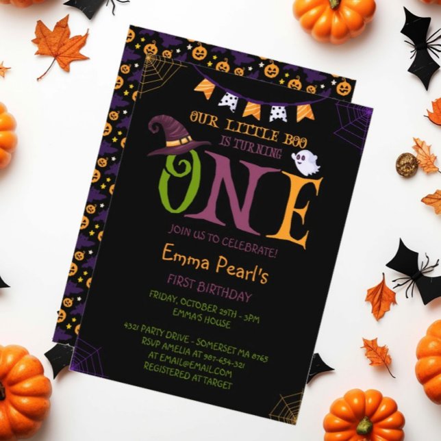 Vår lilla Boo Turning One, Halloween 1:a födelseda Inbjudningar (Skapare uppladdad)