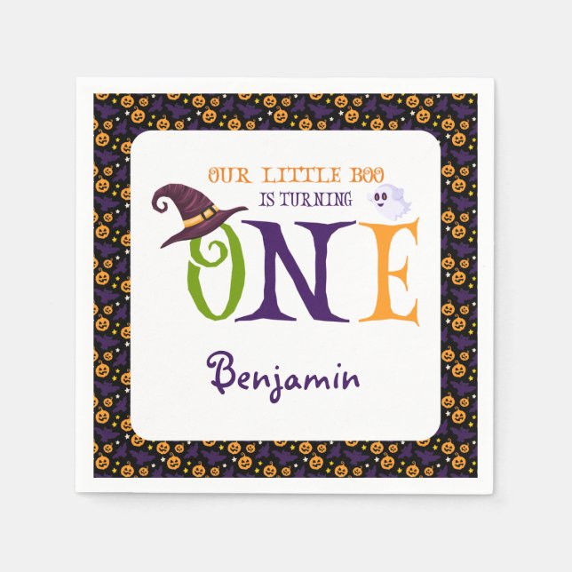 Vår lilla Boo Turning One, Halloween 1:a födelseda Pappersservett (Framsidan)