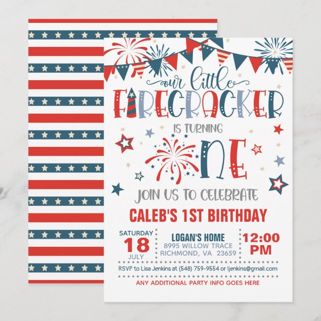 Vår lilla brandkår 1:a födelsedagsinbjudan inbjudningar (Fram/baksida)