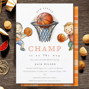 Vår lilla Champ Basketball Basket Boy Shower Inbjudningar