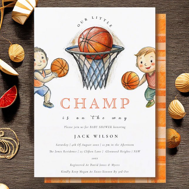 Vår lilla Champ Basketball Basket Boy Shower Inbjudningar (Skapare uppladdad)
