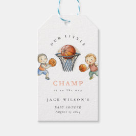 Vår lilla Champ Basketball Basket Boy Shower Presentetikett