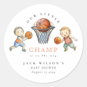 Vår lilla Champ Basketball Basket Boy Shower Runt Klistermärke