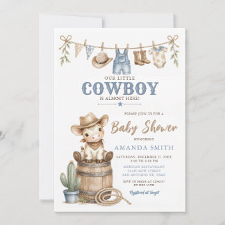 Vår lilla cowboy Moderna Baby Shower Inbjudningar