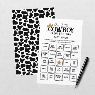 Vår lilla cowboy western Rodeo Baby Shower Bingo