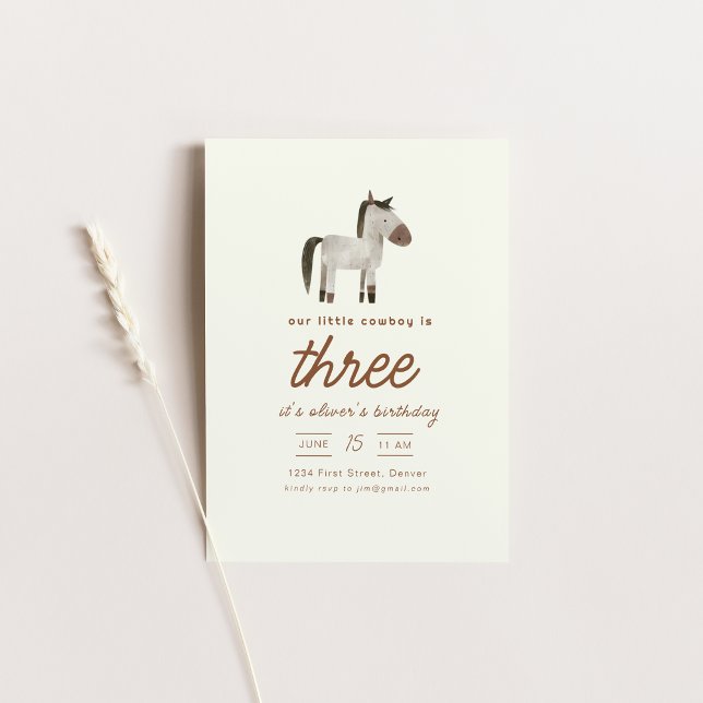Vår lilla Cowboyhorse Födelsedagsfest Inbjudan (Skapare uppladdad)