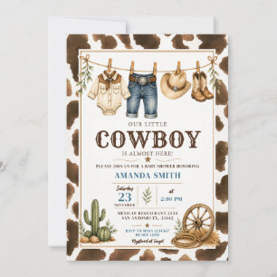 Vår lilla cowboyklänning västliga baby shower inbjudningar