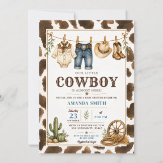 Vår lilla cowboyklänning västliga baby shower inbjudningar