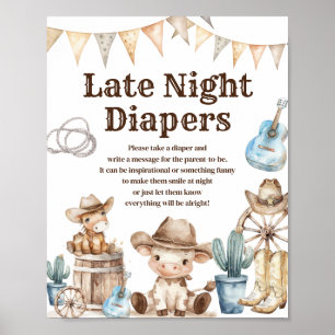 Vår lilla Cowboys Vilda western Late Night Diaper Poster