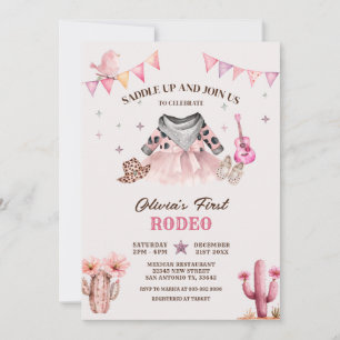 Vår lilla Cowgirl Western First Rodeo Birthday Inbjudningar