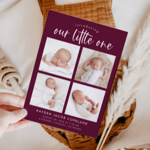 Vår lilla Cranberry Multi Photo Birth Meddelande