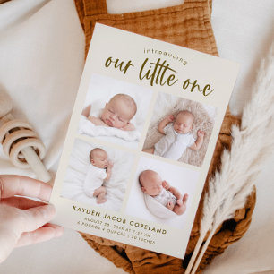 Vår lilla Cream Multi Photo Birth Meddelande