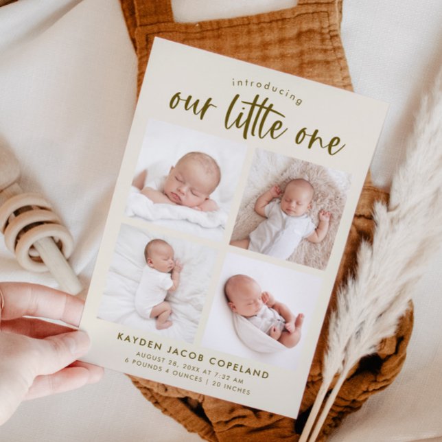 Vår lilla Cream Multi Photo Birth Meddelande (Skapare uppladdad)