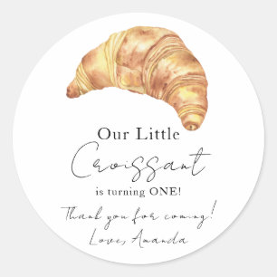 Vår lilla croissant 1-års födelsedags tack runt klistermärke
