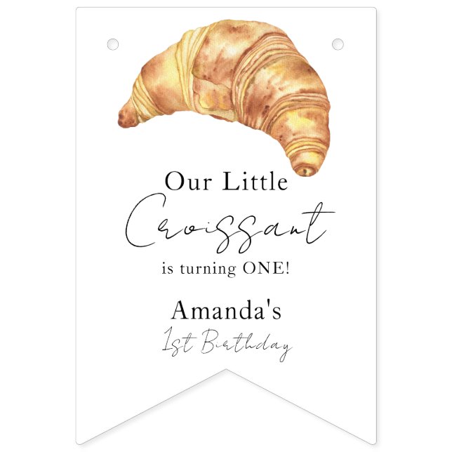 Vår lilla croissant 1-års födelsedagsfest vimplar (Första flaggan)