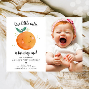 Vår lilla Cutie Clementine-Orange första födelseda Inbjudningar