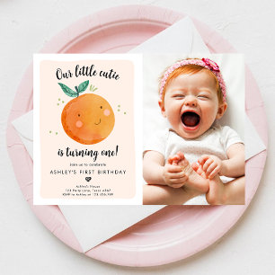 Vår lilla Cutie Clementine-Orange första födelseda Inbjudningar