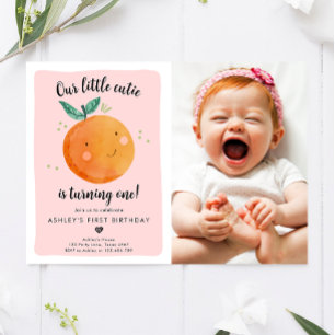 Vår lilla Cutie Clementine-Orange första födelseda Inbjudningar