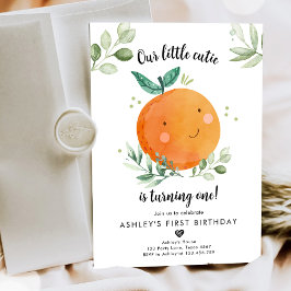 Vår lilla Cutie Clementine-Orange första födelseda Inbjudningar