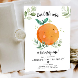 Vår lilla Cutie Clementine-Orange första födelseda Inbjudningar