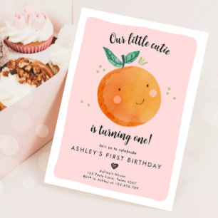 Vår lilla Cutie Clementine-Orange första födelseda Inbjudningar
