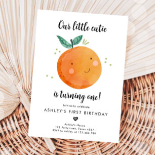 Vår lilla Cutie Clementine-Orange första födelseda Inbjudningar