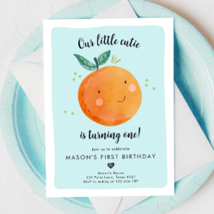 Vår lilla Cutie Clementine-Orange första födelseda Inbjudningar